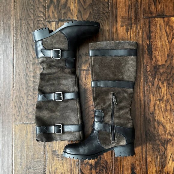 Karl Lagerfeld Suede Buckle Boots in Brown/Black – Size 6.5 - Picture 4 of 12